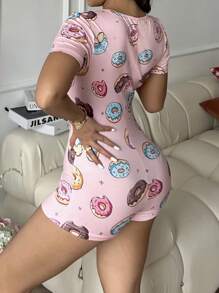 女士可爱甜甜圈连体睡衣 - 彩色 - 查看 3