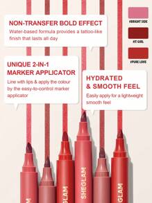 SHEGLAM Love Stained Lip Tint Marker-Pure Love Matte Red Lip Stain Pen Highly Pigmented Long-Lasting Lip Liner Contour Tint Lip Makeup  Lip Liner Graduation Birthday Holiday Summer Fall Autumn Y2K Fancy Fashion Women Makeup Cosmetic Party Beach Travel Camping Outdoors School Campus Trip Festivals Decor Gift Present Rose Girl Cosplay Best Color Charm Vibe