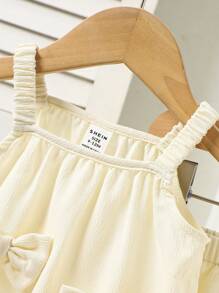 2 Packs Of Baby Girls Cute And Fashionable Bow Ruffled Sleeveless Tops And Pants, Suitable For Summer And Outdoor Outings - Multicolor - View 5