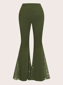 Flirla 大码纯色简约时尚裤，适合夏季 - 軍綠色 - 查看 1