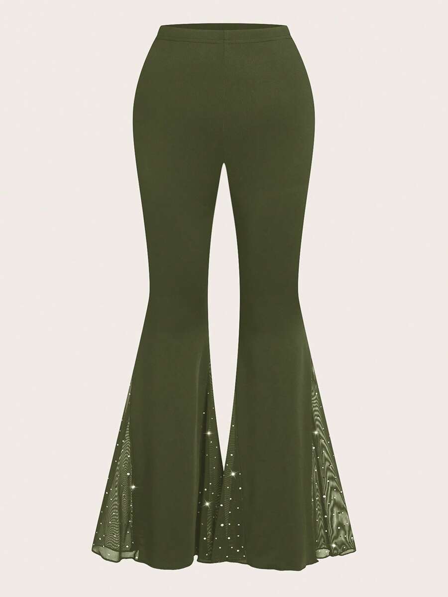 Flirla 大码纯色简约时尚裤，适合夏季 - 軍綠色 - 查看 1