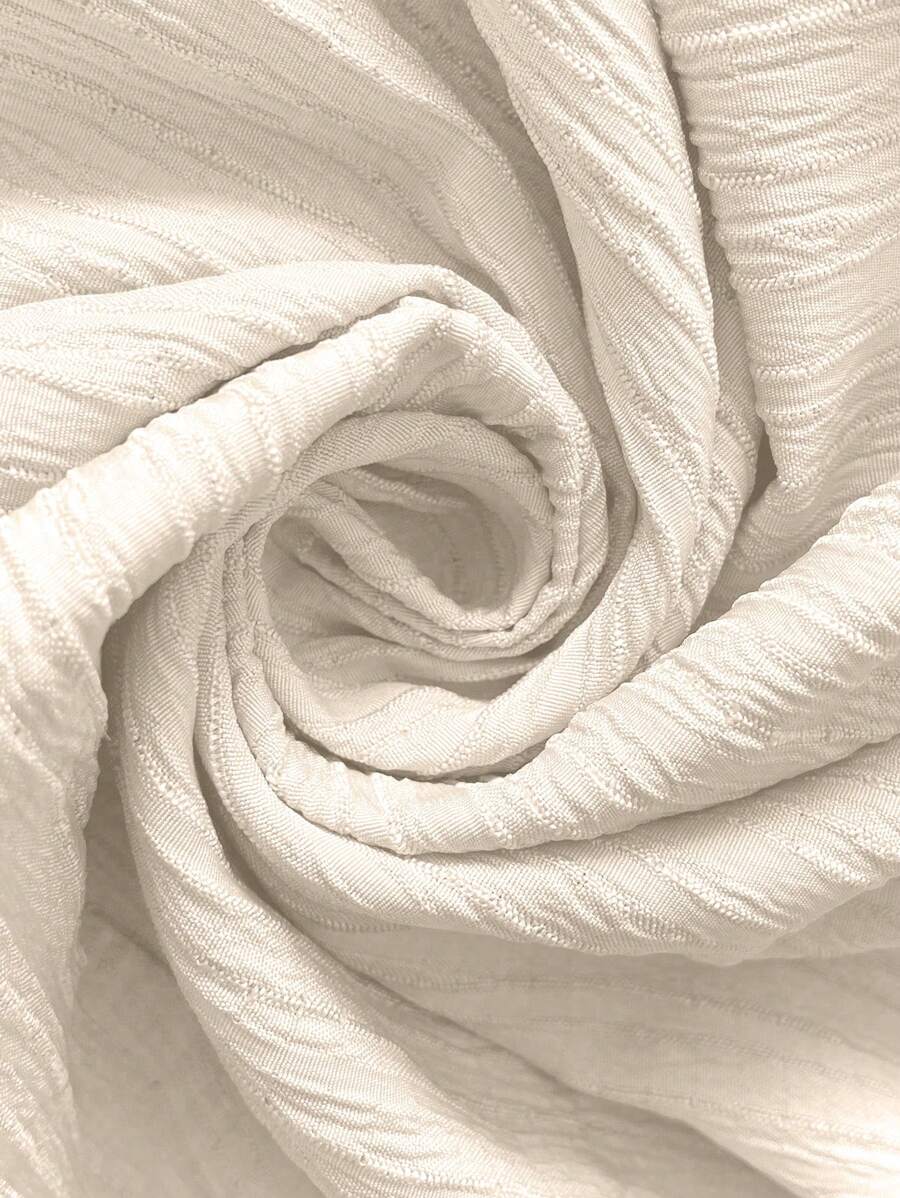 SHEIN Clasi Bộ 2 chiếc áo dài tay màu trơn cỡ lớn và quần dài, phong cách tối giản phù hợp cho mùa hè - Màu be - Xem 1