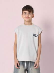 SUMWON Varsity Style Sleeveless Athletic Tank Top Summer Sport Number Crew Team Muscle Tee Urban Street Fashion Basketball Training Youth Active Wear