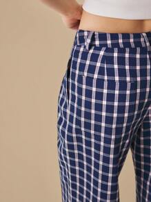 SHEIN Unity Women's Plaid Straight Leg Loose Casual Pants, Versatile, Summer For Women - Blue - View 6