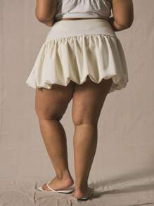 MUSERA Plus Waistband Puff Ball Mini Skirt, Holiday, Elegant Summer Vacation Holiday Festival - White - View 4
