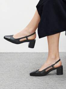 CUCCOO BIZCHIC New Simple Commuter Vibe Chunky Heel Women Shoes - Black - View 5