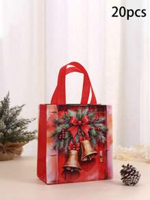 4/12/20pcs Gift Bags With Santa Claus Print - Reusable Party Gift Tote Bags For Presents - Non-Woven Retail Shopping Bags With Handles For Holiday & Birthday Gifts, Valentine's Day, Valentines Wedding, Birthday,Christmas Decorations, Suplies