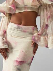 MISSGUIDED Ethereal Watercolor Tie Dye Maxi Skirt , Occasion Evening Party Wedding Guest Spring Summer Resort Wear - Multicolor - View 5