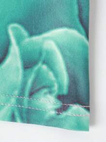 EMERY ROSE 2pcs/Set Women Solid Front Tie Long Sleeve Top And Floral Print Tube Dress Fall Cloth For Women