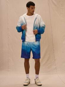Musero Ombre Full Zip Oversized Hoodie Tracksuit Top Only - Blue and White - View 5