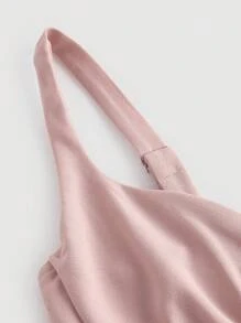 SHEIN MOD Women's Sleeveless Ruched Bust Decor Button Ruffle Hem Pink Dress - Pink - View 3