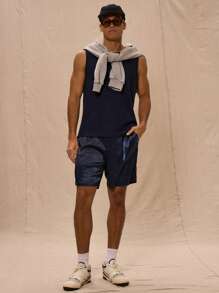 Musero Pantalones cortos a medida con bolsillo en sesgo, primavera-verano, elegante, para Pascua