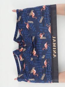 4 Pairs Men's Comfortable Breathable Letter Printed Boxer Briefs - Multicolor - View 3