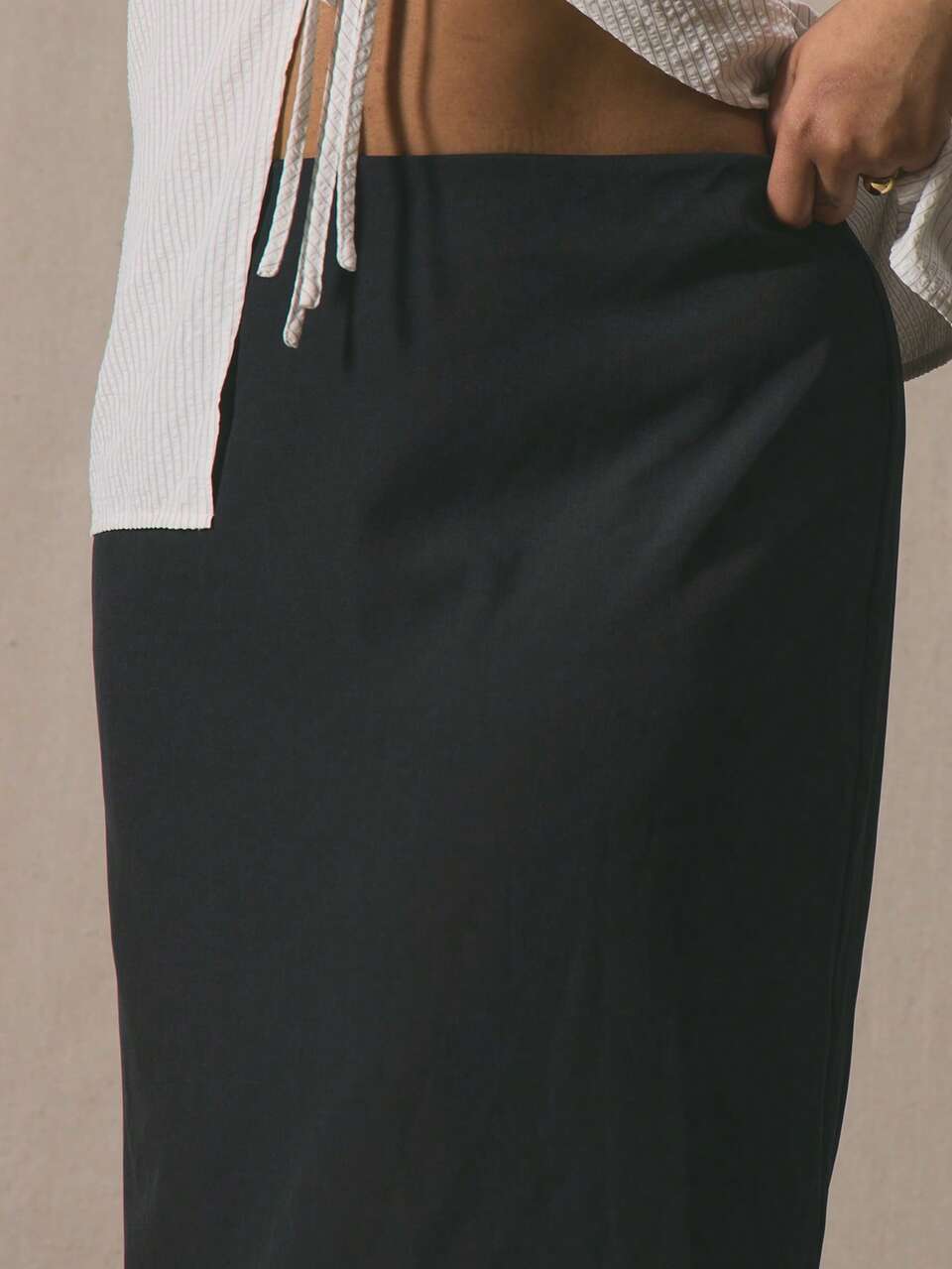 Curve A Line Midi Woven Skirt, Business Casual, For, Graceful, Elegant, Formal, Brunch Summer