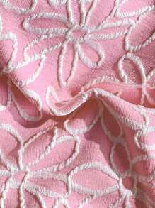 Swim Mod 2pcs Women Summer Floral Textured Spaghetti Strap Side Ruched Bikini Set, Swimwear Top