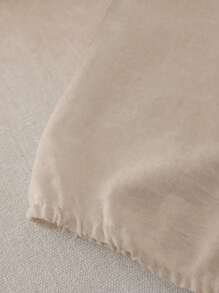 Franclia 优雅无袖弹性下摆宽松抽绳领纹理编织白色女式衬衫，春夏 - 卡其色 - 查看 3