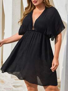 Swim Lushoire Vestido de playa de talla grande, de unicolor y de estilo veraniego informal y ligero