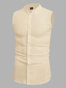 Manfinity Homme Męska letnia, swobodna, bezrękawnikowa, jednokolorowa koszula