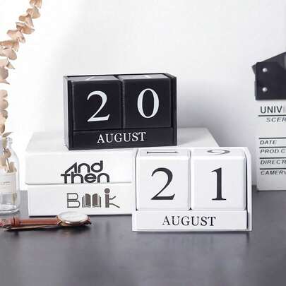1pc Creative Wooden Calendar Numeric Decor For Living Room, Study, Store, Bar Counter Best Gifts Birthday