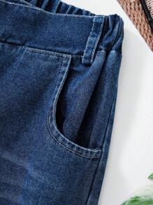 SHEIN Tween Girls Loose Casual Simple Style Pants, Suitable For Summer - Blue - View 4