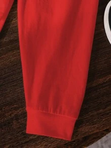 Młodzieżowy chłopięcy swobodny krótki rękaw okrągły dekolt T-shirt i spodnie zestaw, minimalistyczny styl odpowiedni na lato