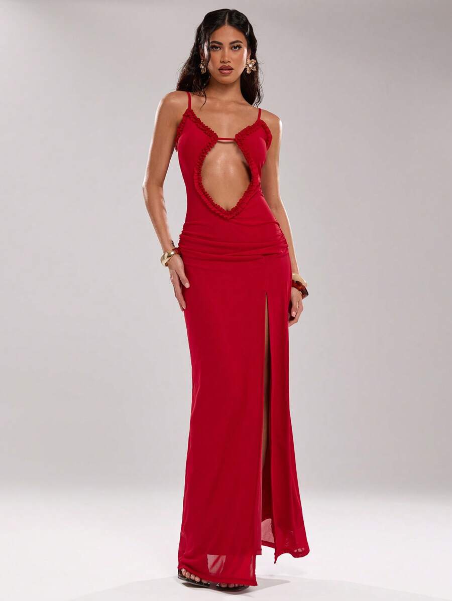 SHEIN BAE Damen elegantes und sexy Kleid aus Einfarbigem Stoff mit Ausschnitten