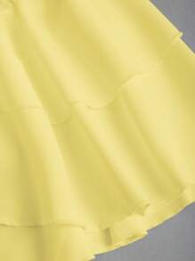 Sweetra 黑色混合针织 V 领露背荷叶边修身迷你连衣裙，优雅休闲，适合女性春夏