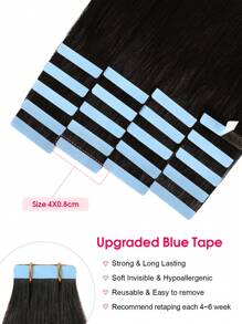 Ekstensi Rambut Manusia Asli Berkualitas Profesional Tanpa Sambungan, Dijahit Tangan, Rambut Asli Alami Hitam 50G, Rambut Lurus, Ekstensi Rambut Tape In - SNatural - View 3