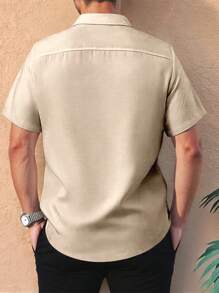 Manfinity Homme Áo sơ mi nam tay ngắn, đơn hàng thường ngày in họa tiết đồ họa - Màu be - Xem 2