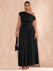 SHEIN BAE Plus Size Summer Black Sleeveless Off-Shoulder Neck Waist Smocked Top For Women, Large A-Line Smocked Elastic Waist Skirt/Long Skirt, Knitted Stretch Two Pieces Suit, Hot Girl Two Pieces Suit, Commuting Daily Two Pieces Suit, Vacation, Beach Two Pieces Suit, Going Out Suit, Church Outfits Women, Elegant Set, Summer Outfits For Women, Spring Outfits For Women, Sundress