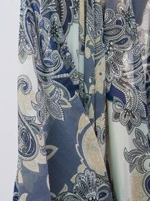 SHEIN Privé Chiffon Cashew Floral Print Cross Halter Hollow Out Maxi Summer Dress - Multicolor - View 5