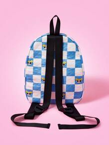 THE POWERPUFF GIRLS X SHEIN Fashionable Cute Plaid & Cartoon Bubbles Pattern Backpack - Multicolor - View 3
