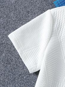 2pcs/Set Boys Crown & Letter Printed Solid Color Textured Crew Neck Short Sleeve T-Shirt And Shorts Set, 3-Piece Combo, Suitable For Summer, School, Campus, College - Multicolor - View 3