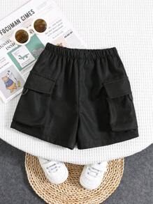 TaviRue Baby Boy Casual Practical Pocket Black Shorts, Suitable For Indoor Home, Outdoor, Daily Wear, Sports, Play, Party, Photo Shoot, Formal Events, Festivals, Spring/Summer - Black - View 3