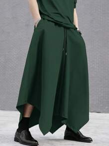 Manfinity Roghcode Men's Loose Asymmetrical Hem Wide-Leg Pants - Green - View 3