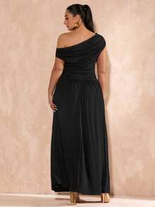 SHEIN BAE Plus Size Summer Black Sleeveless Off-Shoulder Neck Waist Smocked Top For Women, Large A-Line Smocked Elastic Waist Skirt/Long Skirt, Knitted Stretch Two Pieces Suit, Hot Girl Two Pieces Suit, Commuting Daily Two Pieces Suit, Vacation, Beach Two Pieces Suit, Going Out Suit, Church Outfits Women, Elegant Set, Summer Outfits For Women, Spring Outfits For Women, Sundress