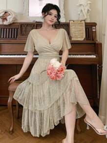 DAZY Elegantes, glänzendes Damen Abendkleid mit Taillengürtel