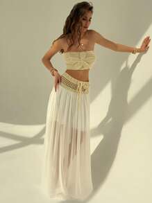 Aloruh Summer Women Two-Piece Outfits,Summer Sets - Khaki - View 7