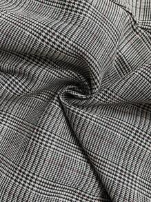 SHEIN Clasi 女士格纹褶皱阔腿宽松优雅西装裤 - 黑與白 - 查看 4