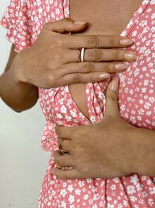 SHEIN Women's Ditsy Floral Wrap Tie-Knot Casual Breastfeeding Nursing T-Shirt