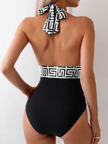 Swim Lushoire 1pc Women One-Piece Swimsuit, Neck Hanging Simple & Fashionable, Suitable For Summer