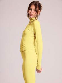 Musera Sport 拉链长袖修身运动夹克，适用于板式网球、网球、匹克球和健身房运动。 - 黃色 - 查看 4