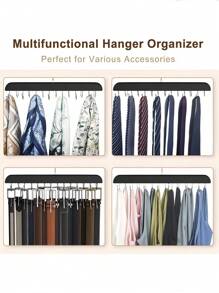 Closet Organizer For Belts/Ties With 1-14 Hooks, Wood Rack With 14 Hooks For Hanging Belts, Wall-Mounted Hanger - Tie Rack - Organizer - Belt Rack - Black - View 6