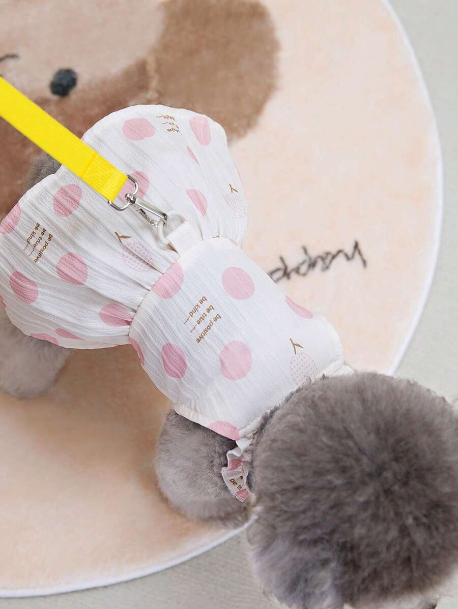 PETSIN Pink Light And Breathable Pet Dog Dress, With Cute English, Fruit, Polka Dot Patterns, Summer Fashion Suspender Skirt, Suitable For Spring And Summer, European And American Hot Selling - Pink - View 1