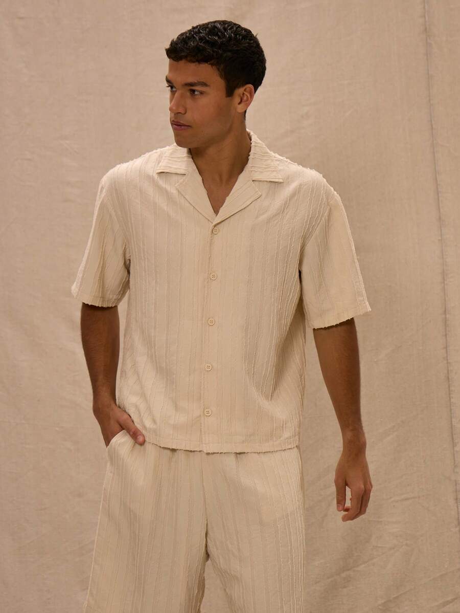 Musero Raw Seam Detail Short Sleeve Shirt Only - White - View 1