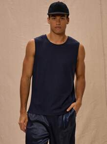 Musero Y2K风格罗纹修身背心，适合春夏复活节假期 - 藏蓝色 - 查看 1