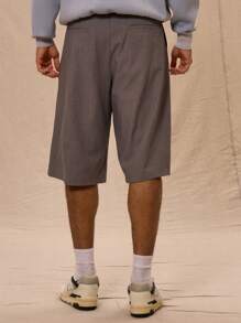 Musero Pleated Tailored Longline Shorts Spring Summer Smart Casual - Grey - View 4