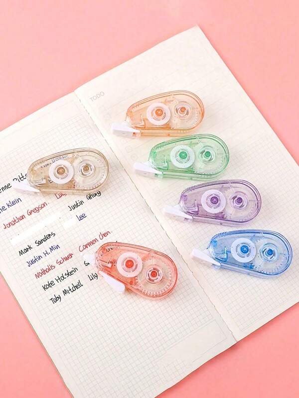 SHEIN 6/12pcs Starry Multi-Color Correction Tapes - Perfect For All Your Writing Corrections! Back To School