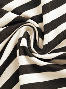 SHEIN LUNE 2024 秋冬条纹背心、裤子和夹克三件套机场装 - 杏色 - 查看 4