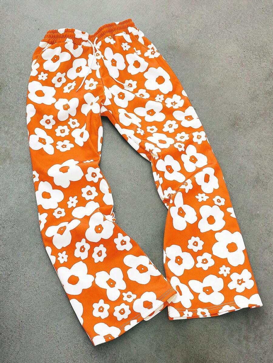 PAVTROS Green Floral Allover Print Digital Sweatpants - Multicolor - View 1